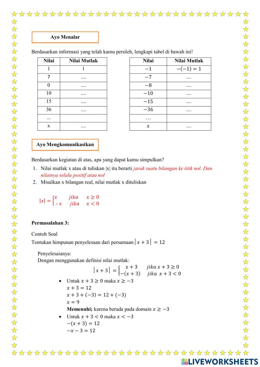 LAS Persamaan Nilai Mutlak