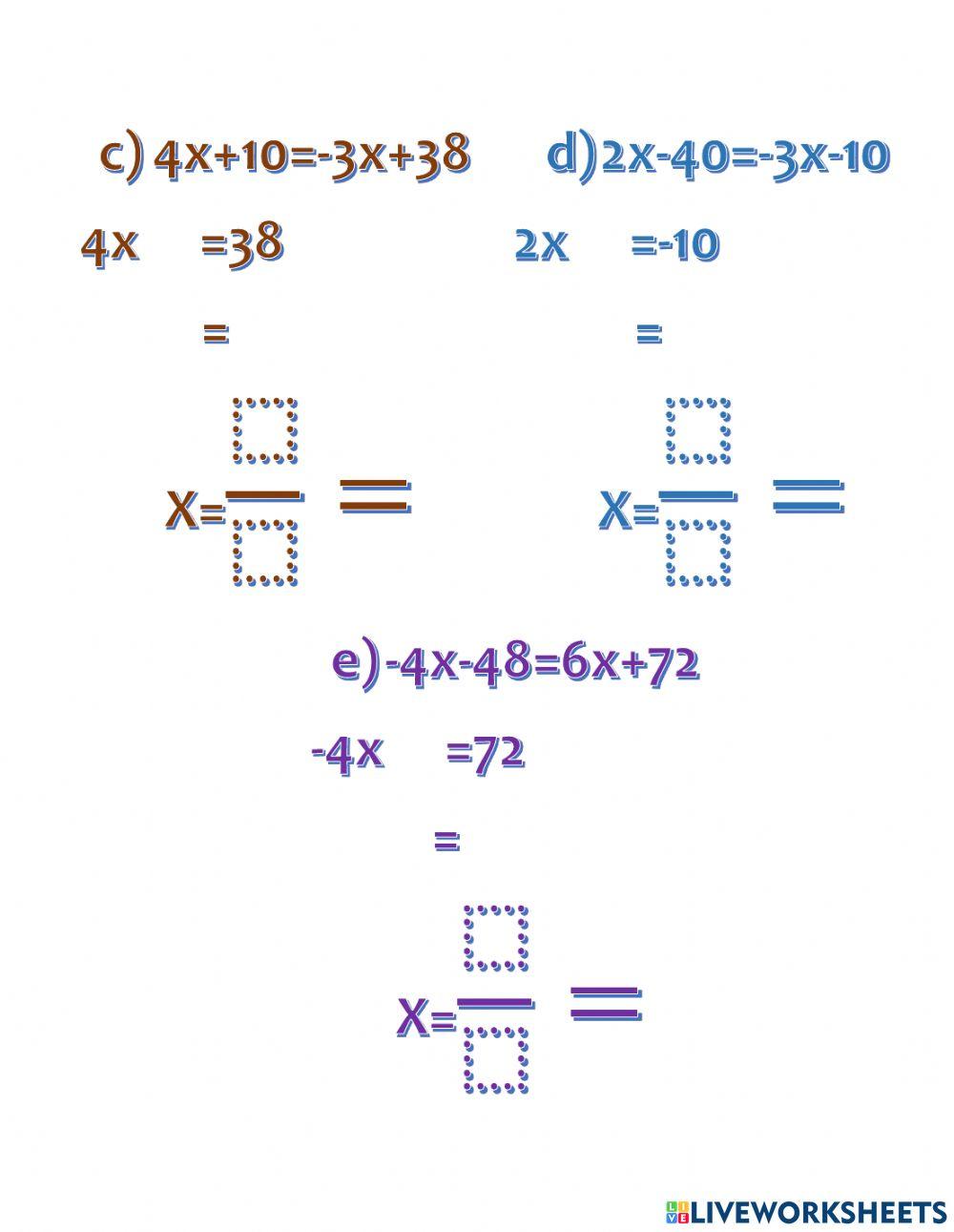 Ecuaciones de la forma ax+b-cx+d