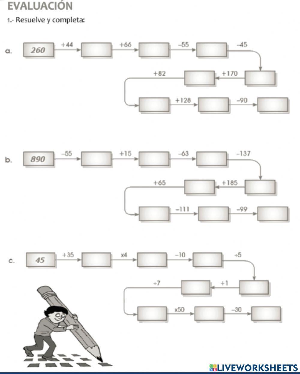 Ejercicios combinados de suma-resta-multiplicación