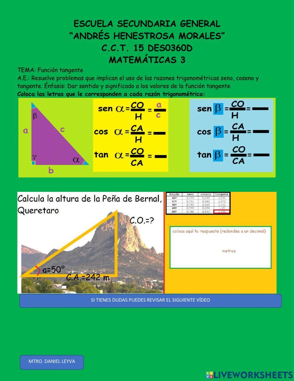 Razón trigonométrica tangente