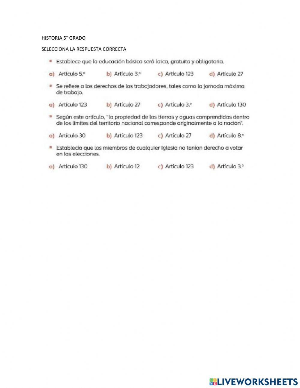 Artículos de la constitución