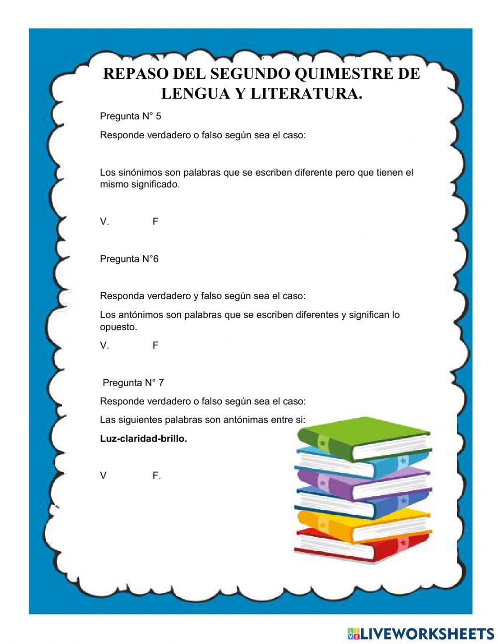 Repaso del segundo quimestre de lengua y literatura