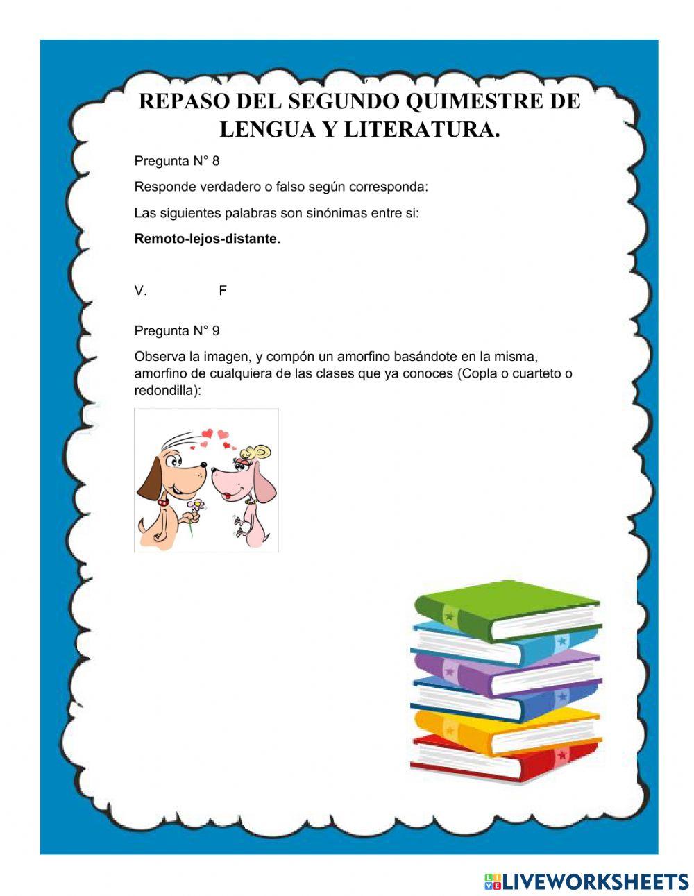 Repaso del segundo quimestre de lengua y literatura