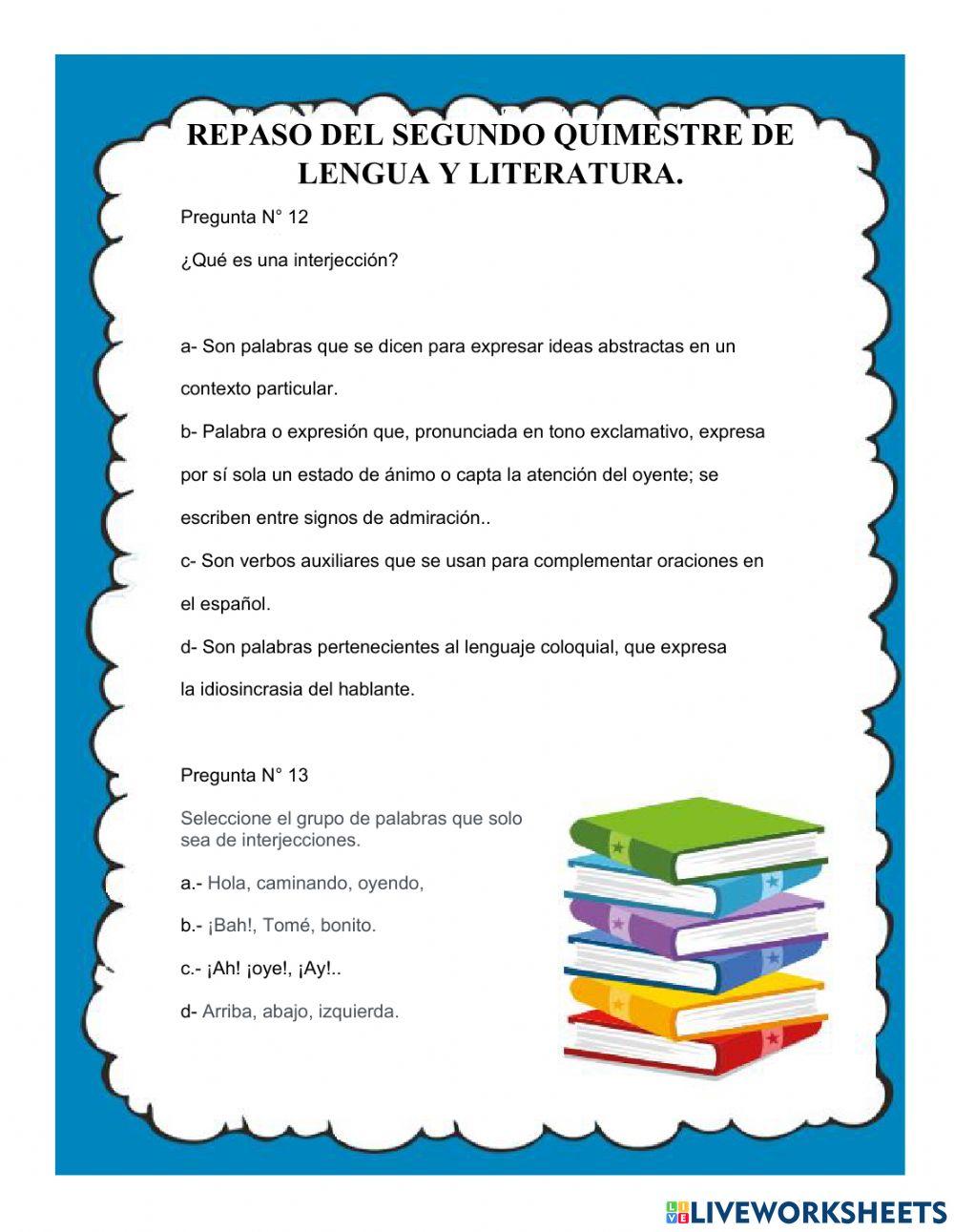 Repaso del segundo quimestre de lengua y literatura