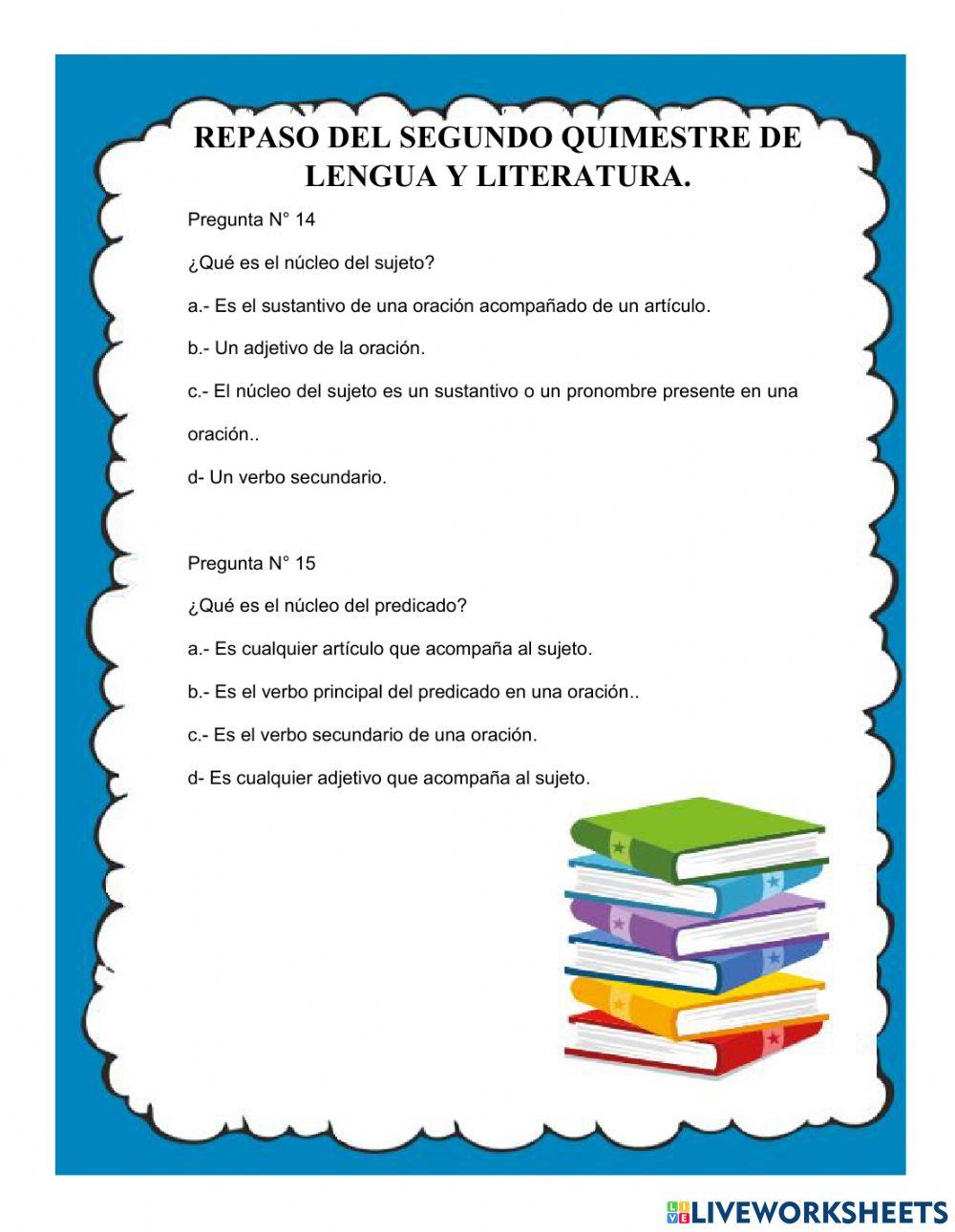 Repaso del segundo quimestre de lengua y literatura