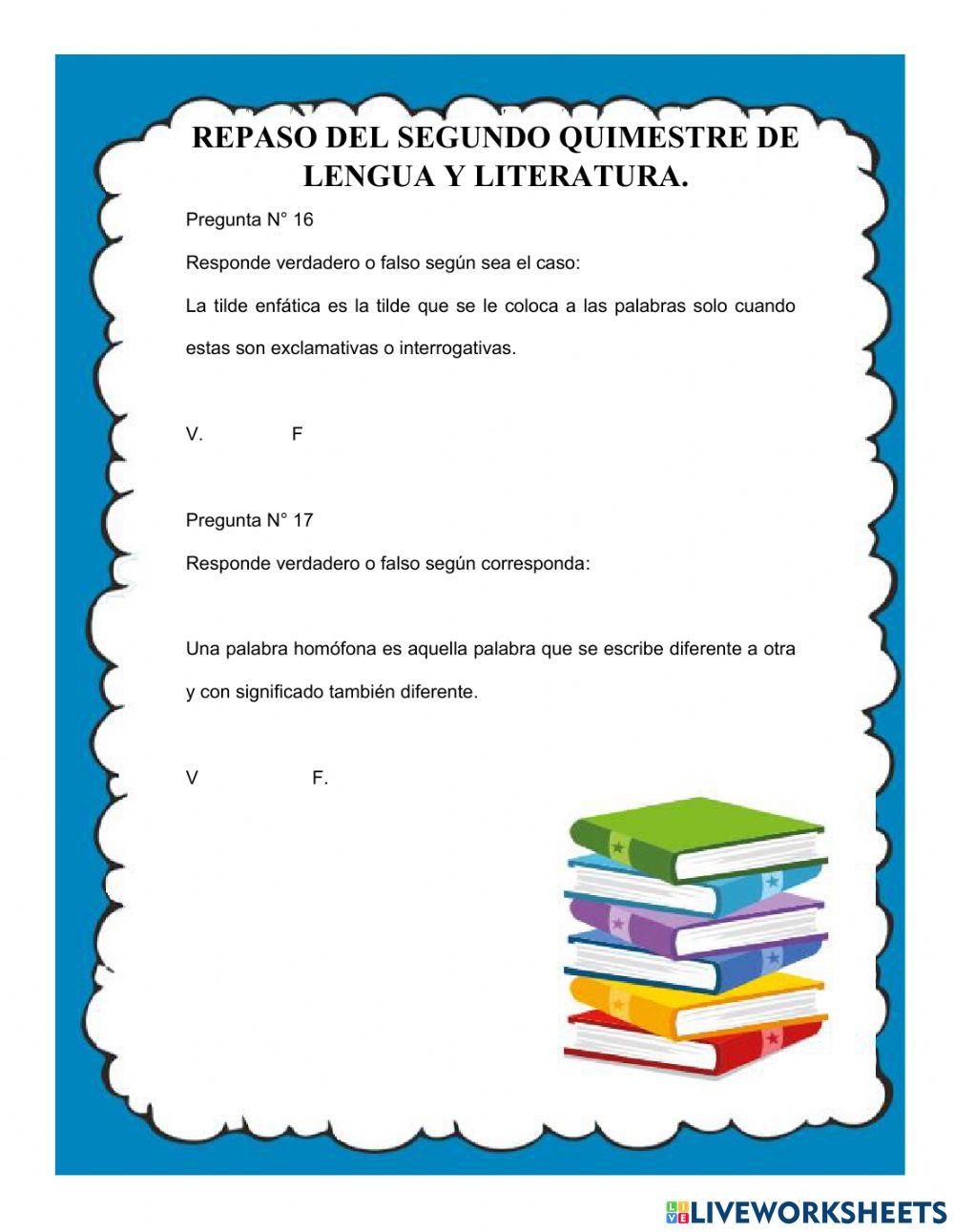 Repaso del segundo quimestre de lengua y literatura