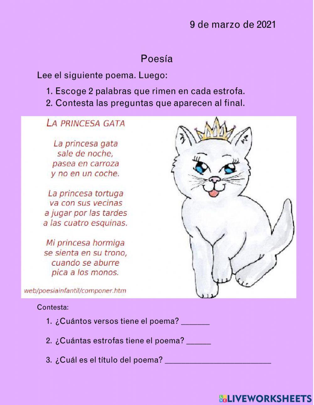 Poema La princesa gata online exercise for