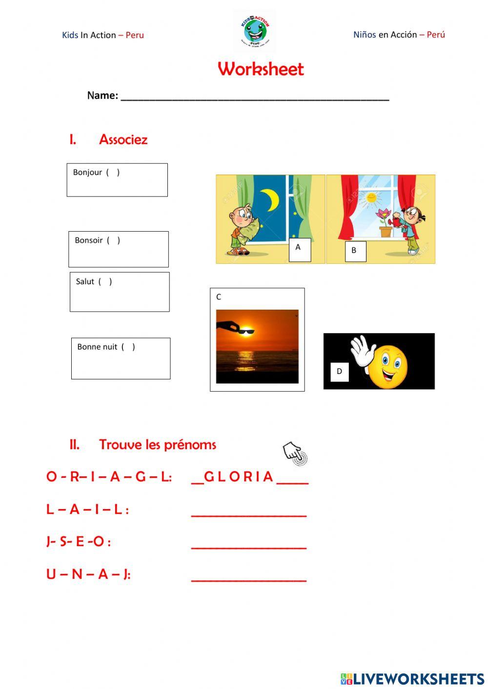 Bonjour, je m'appelle