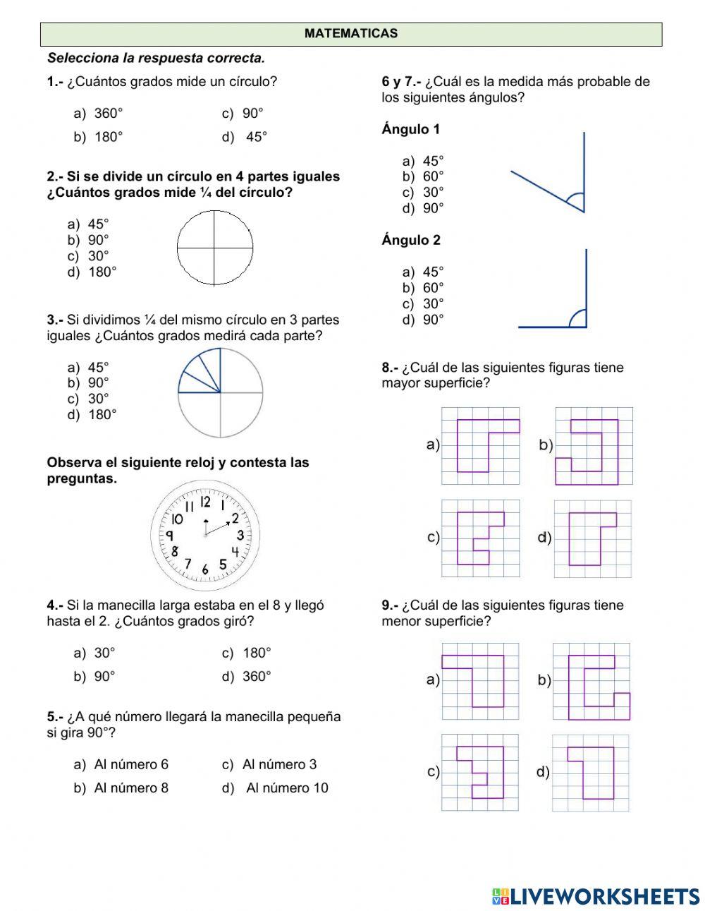 Examen de matemáticas 2do trimestre