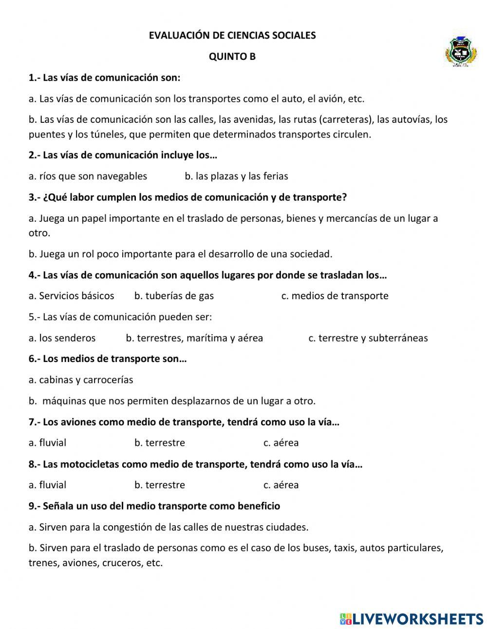 Vias y medios de transporte