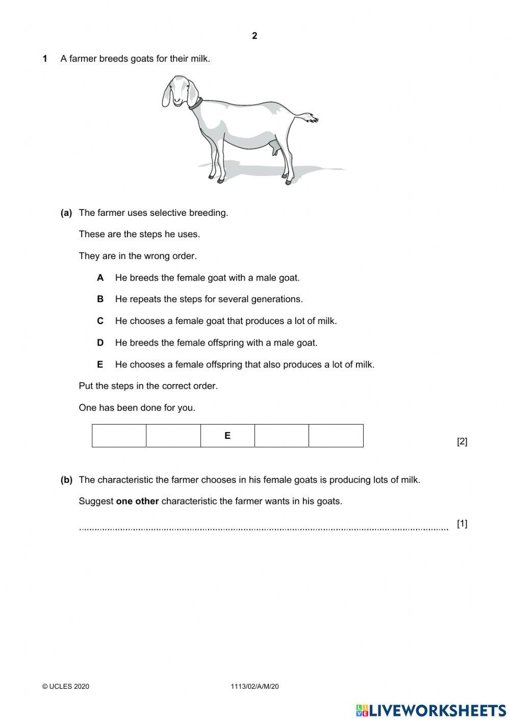 Cambridge Science Checkpoint Past paper 2020 paper 2