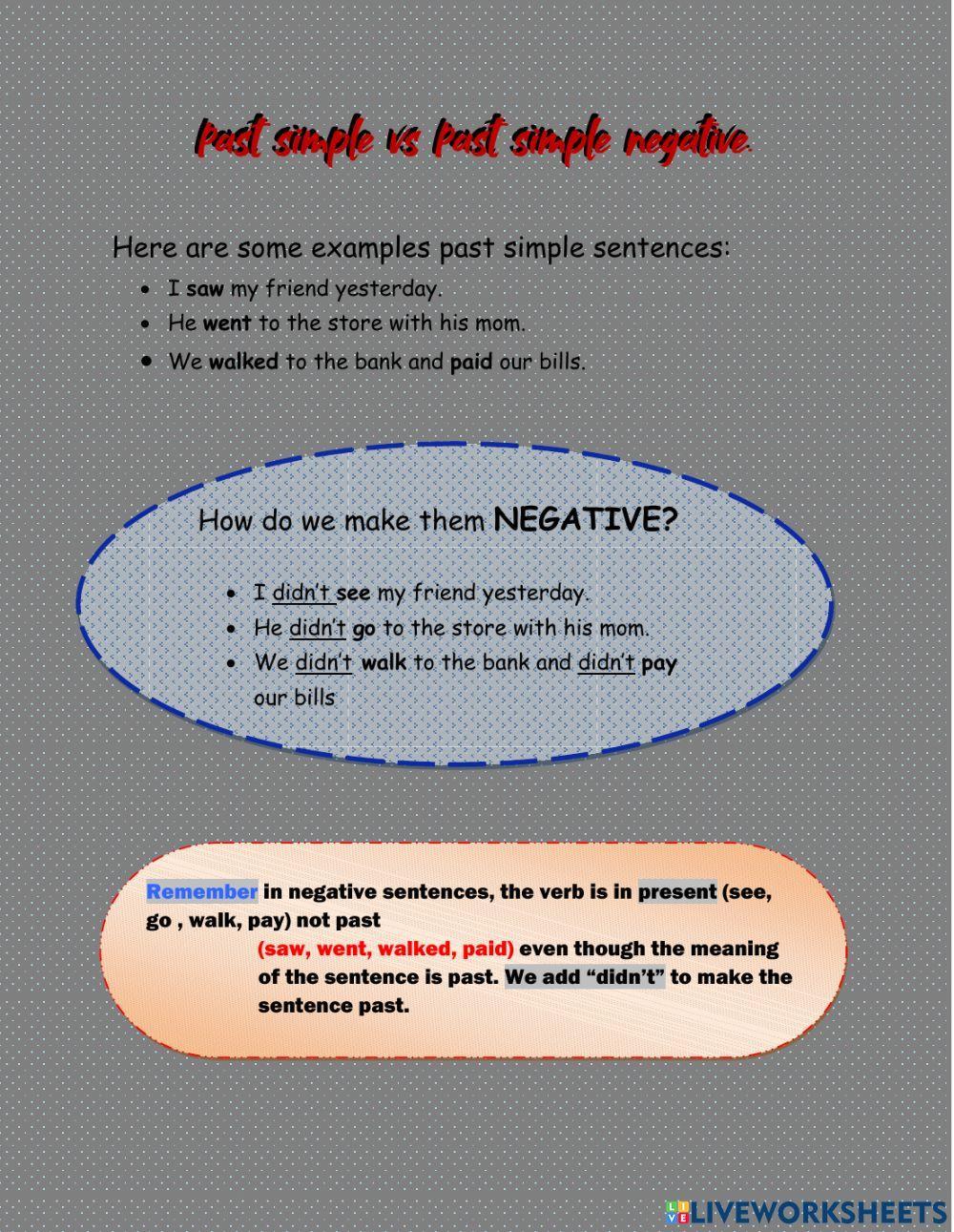 Simple past explanation and excercises