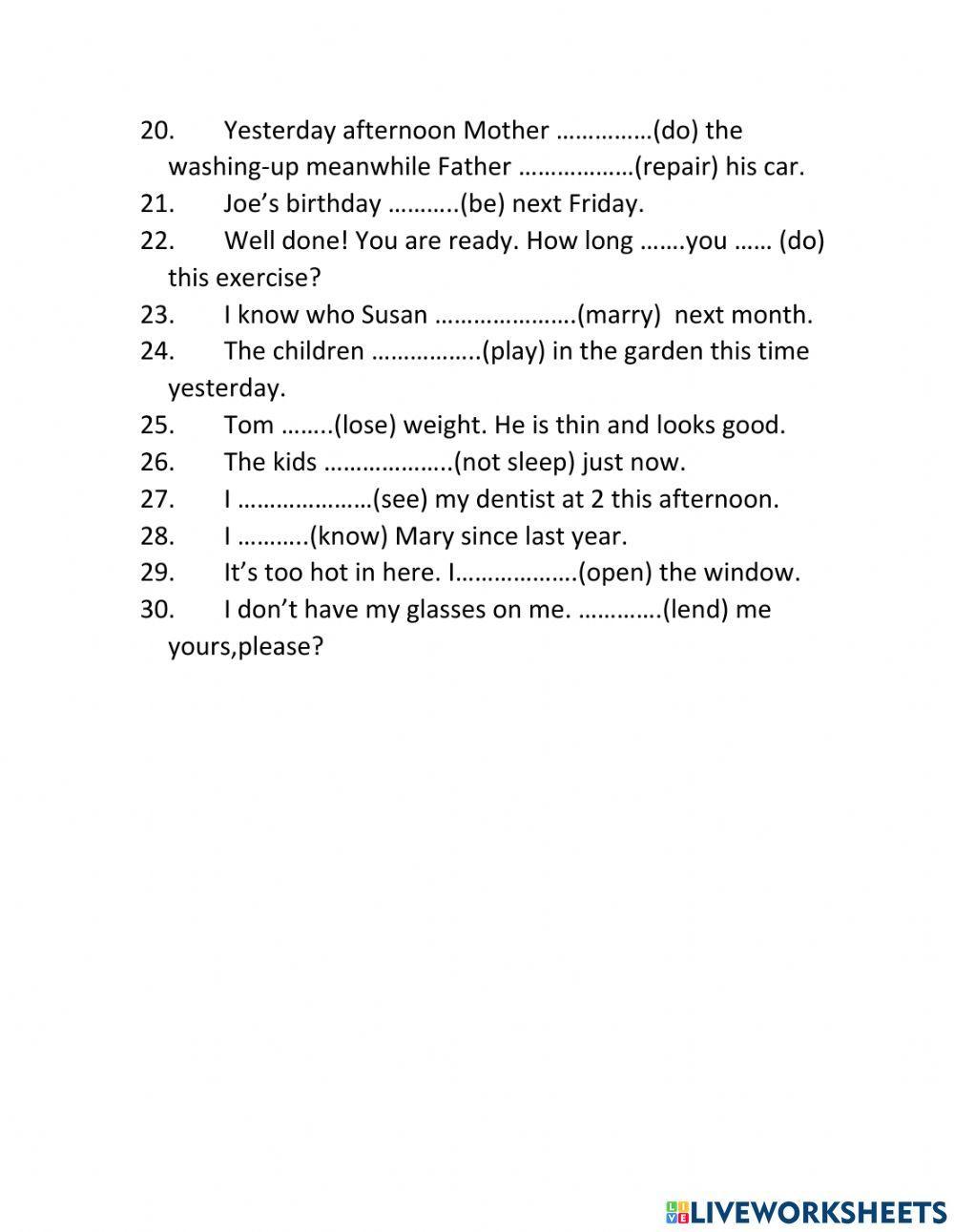 Mixed Tense Practice