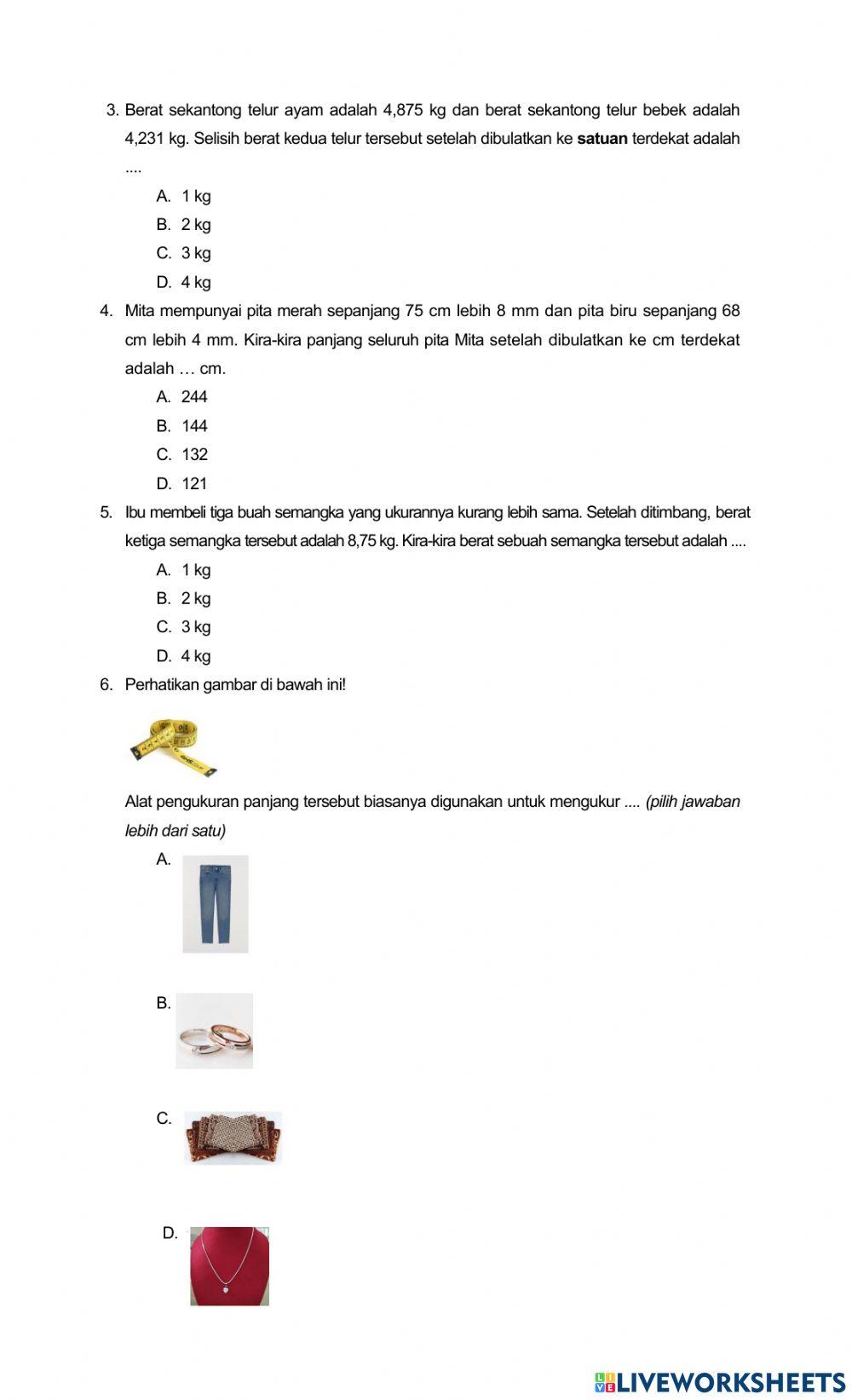 Pts genap matematika kelas 4