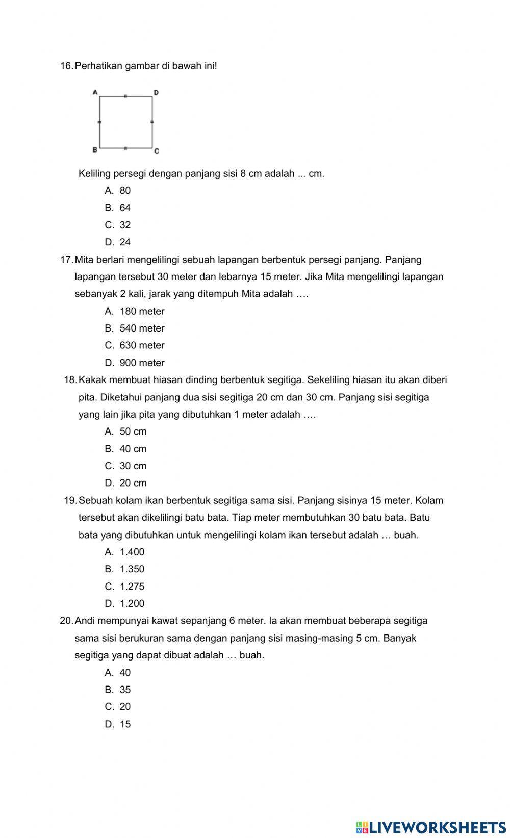Pts genap matematika kelas 4