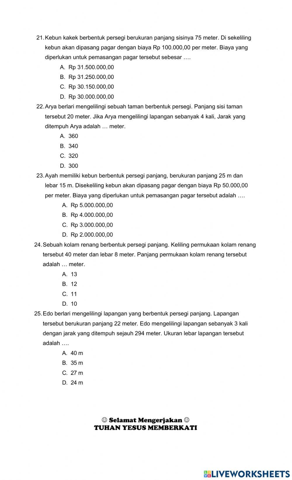 Pts genap matematika kelas 4