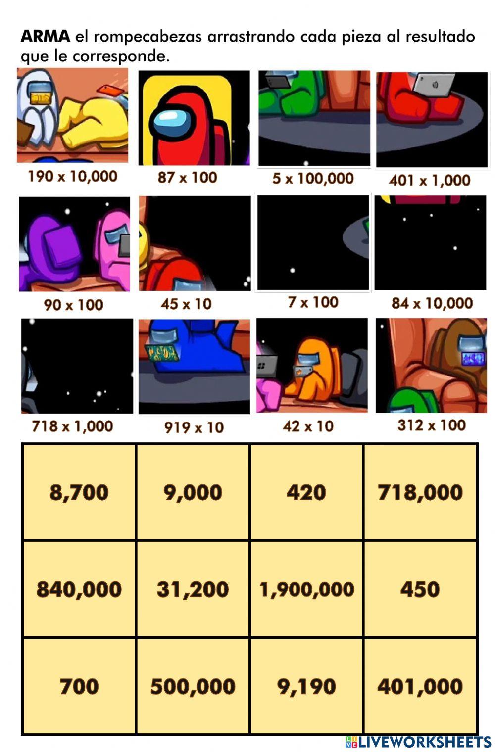 MULTIPLICACIÓN POR 10, 100, 1 000...