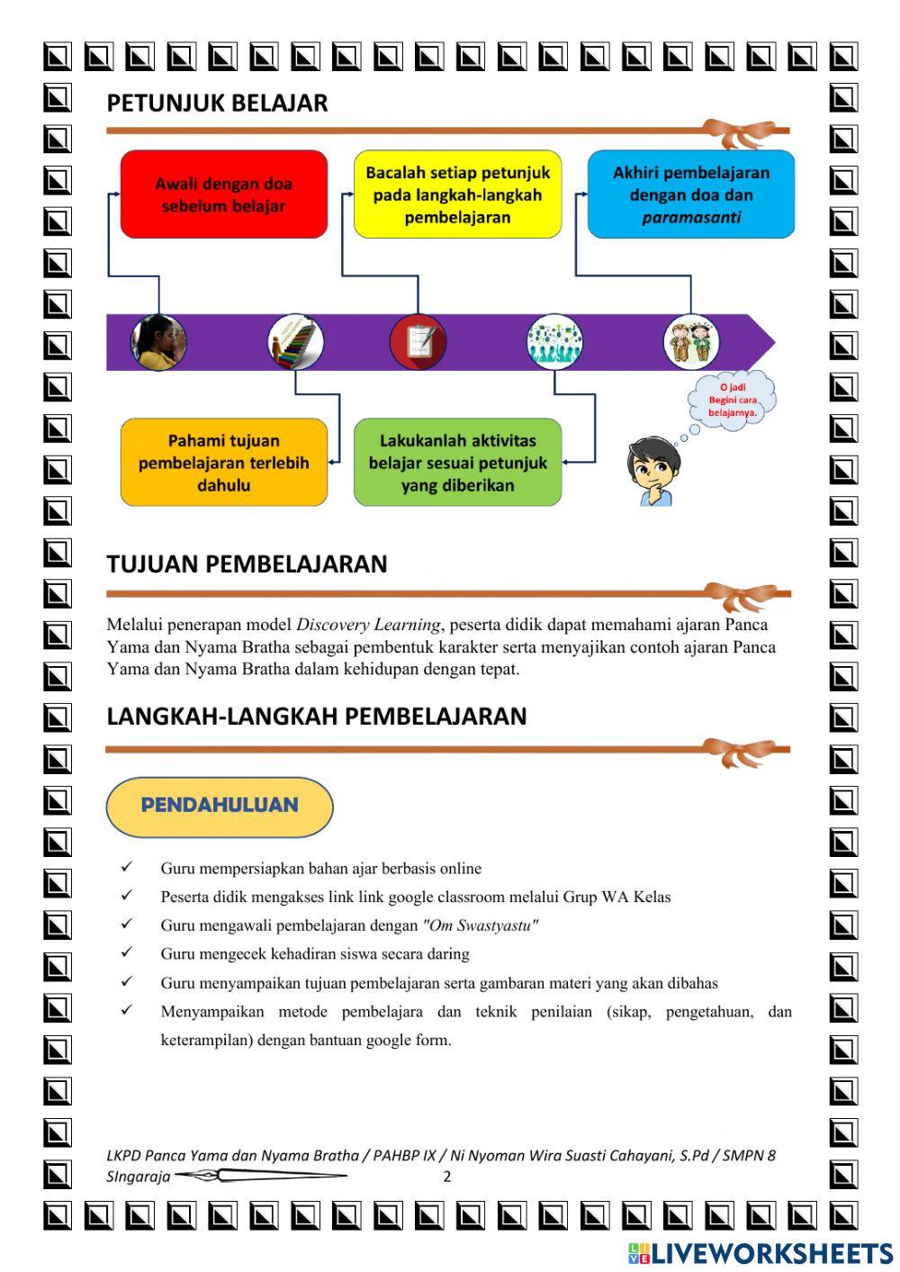 Contoh Perilaku Panca Yama dan Nyama Bratha