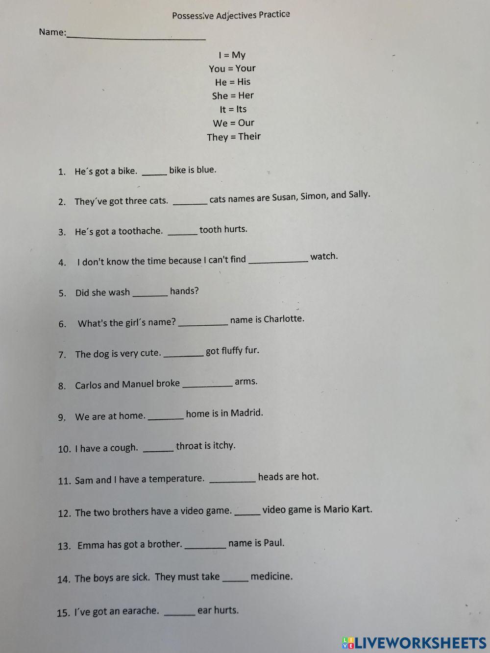 Possesive adjectives