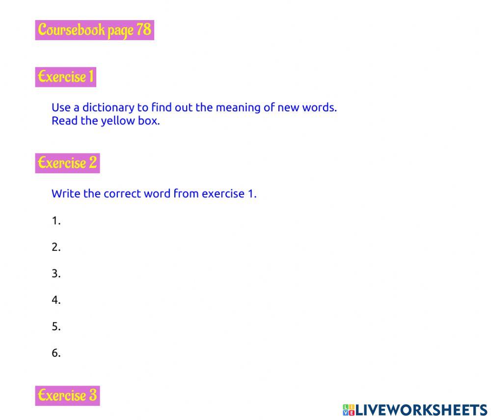 Page 78, exercises 2 - 4