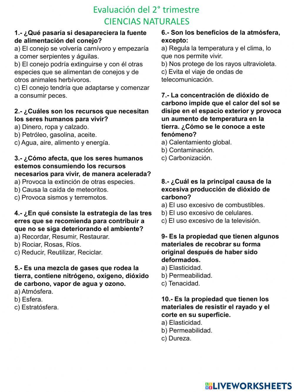 Evaluación de ciencias