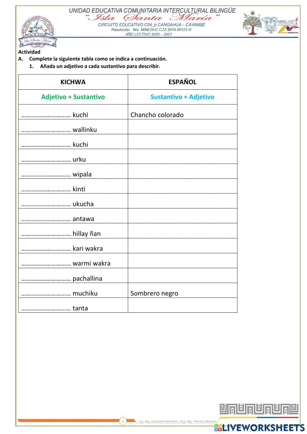 Los Adjetivos y sustantivos