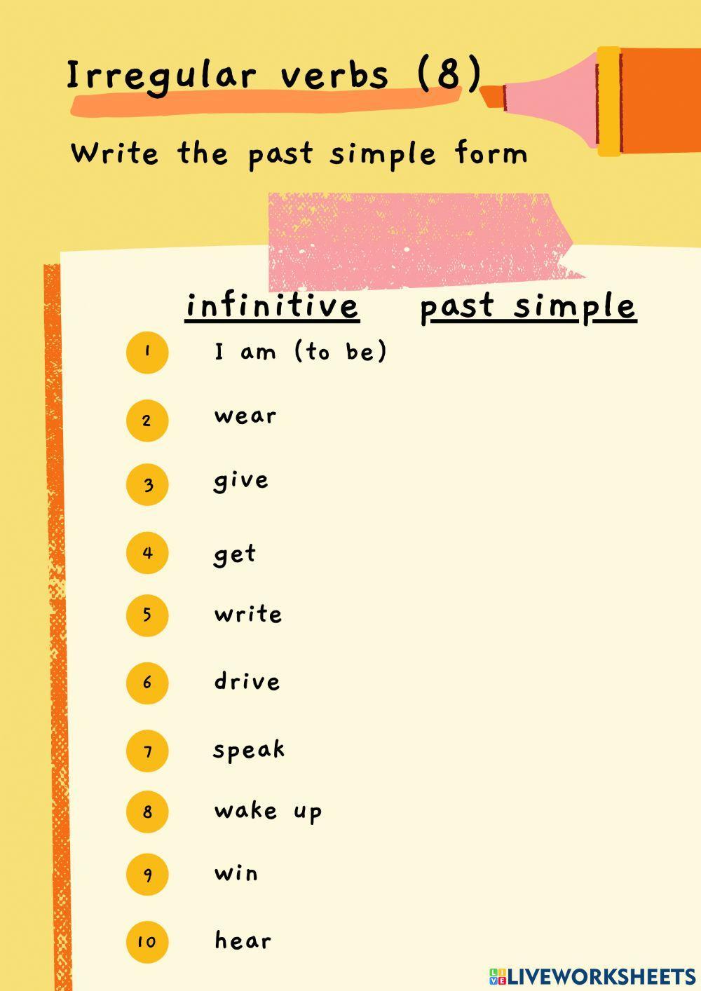 Irregular Verb Past Simple Test (8)