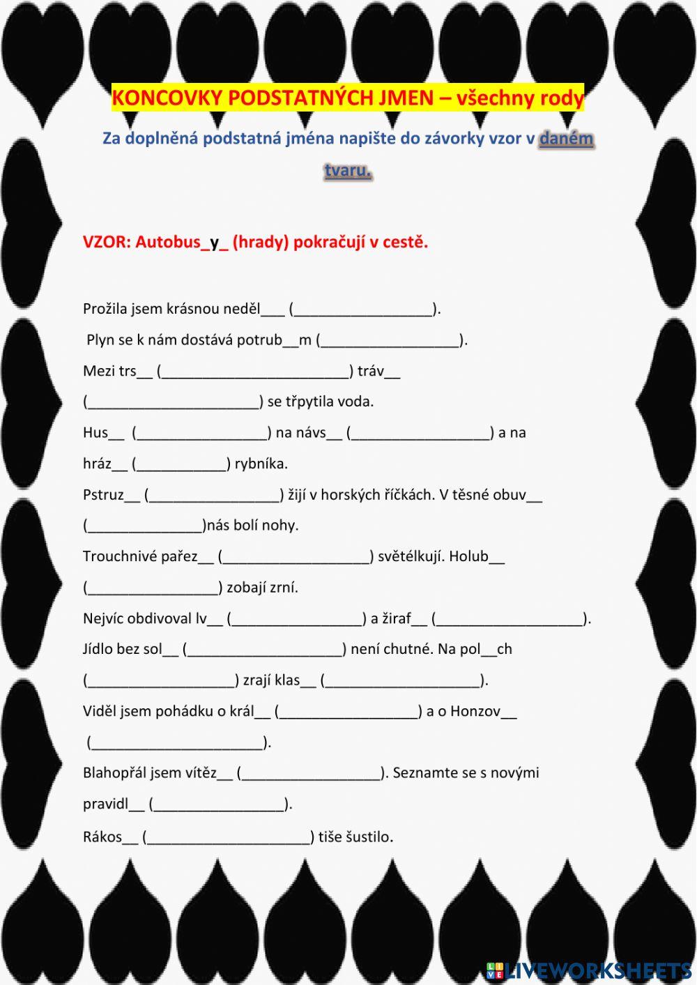 Koncovky podstatných jmen - mix