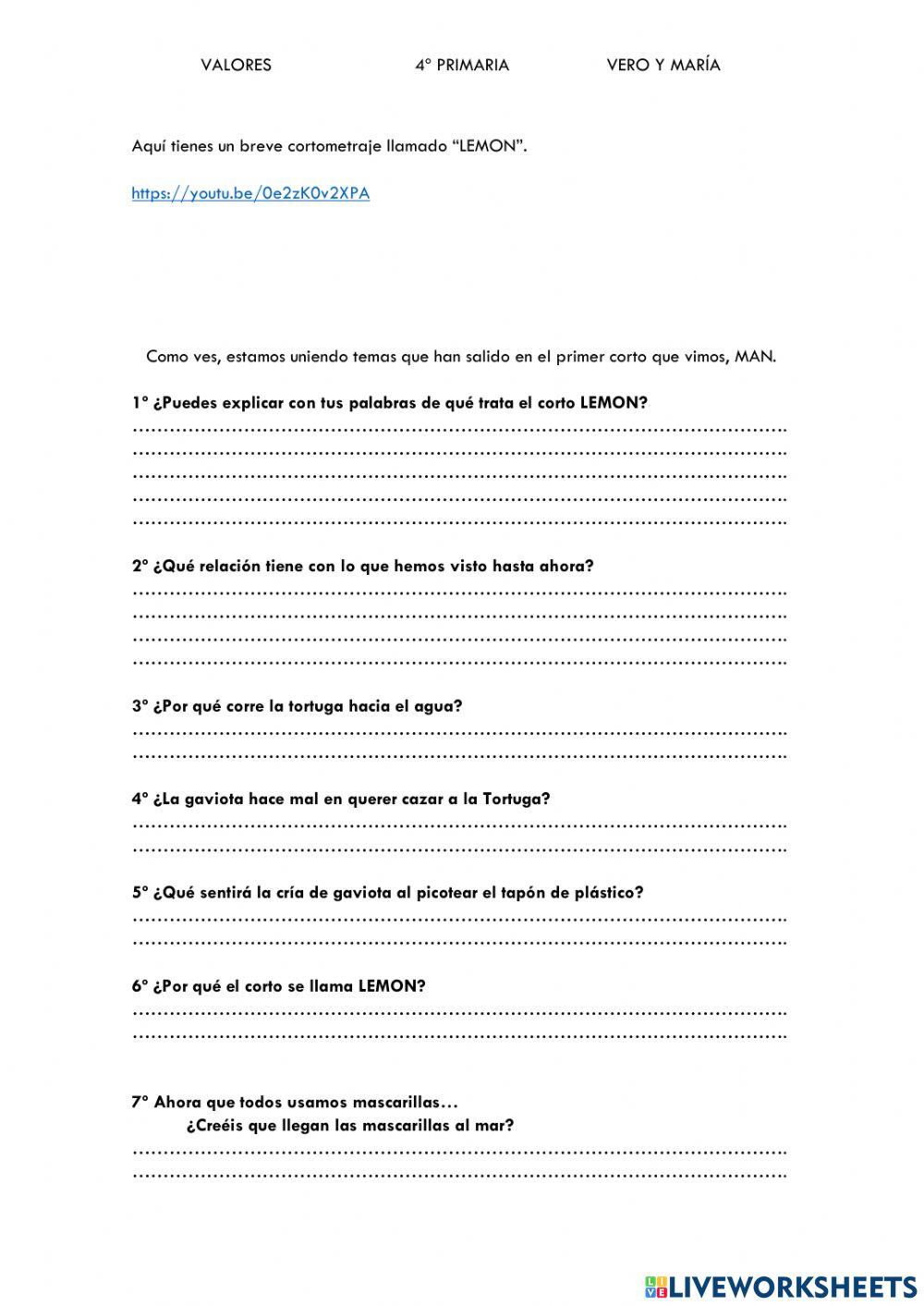 Valores: Cortometraje -LEMON-