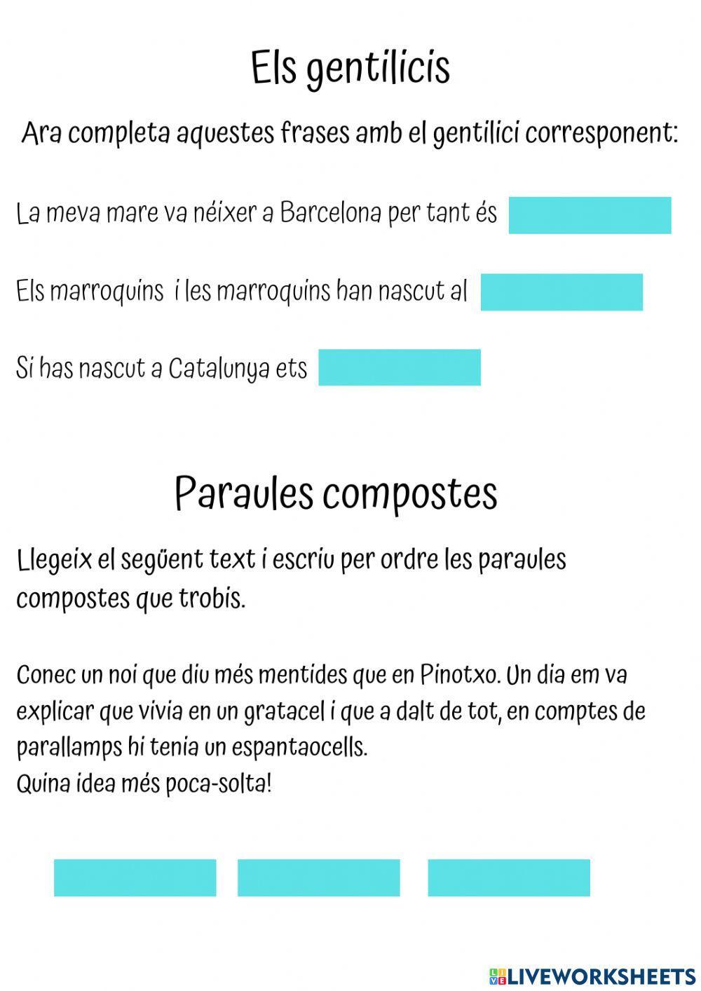 Gentilicis i paraules compostes