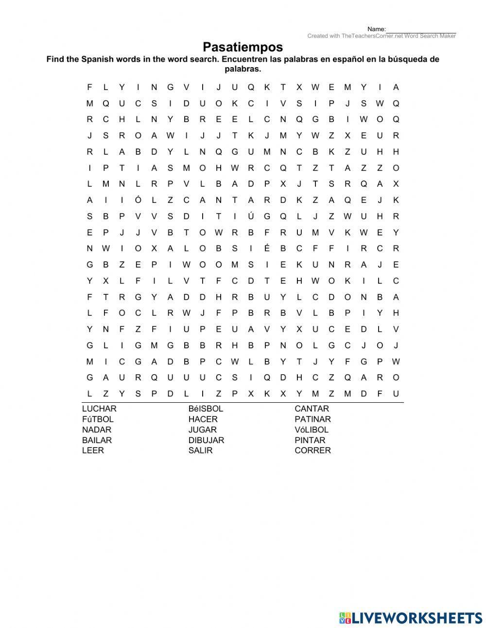 Pasatiempos busca palabras