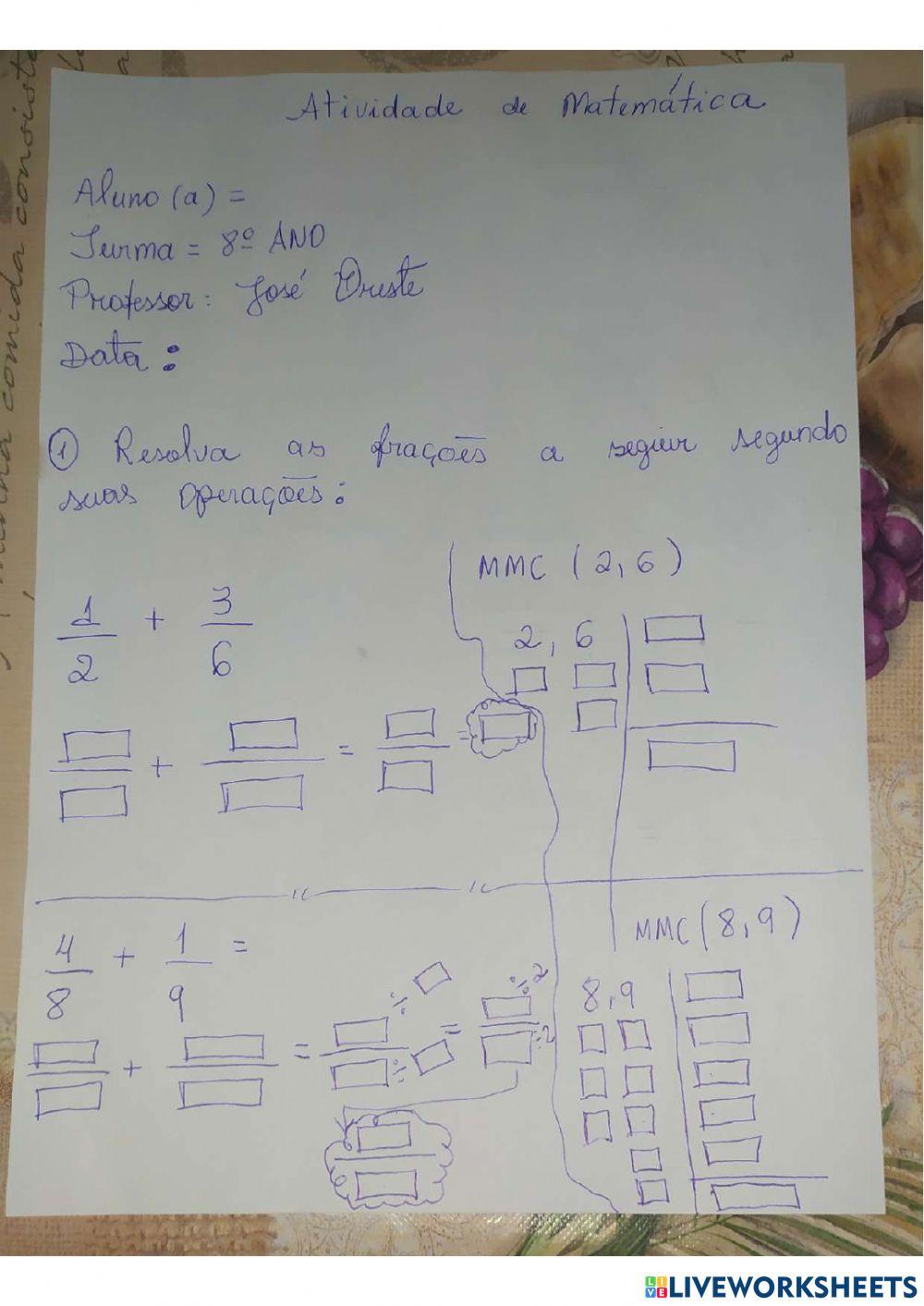Adição e subtração de frações