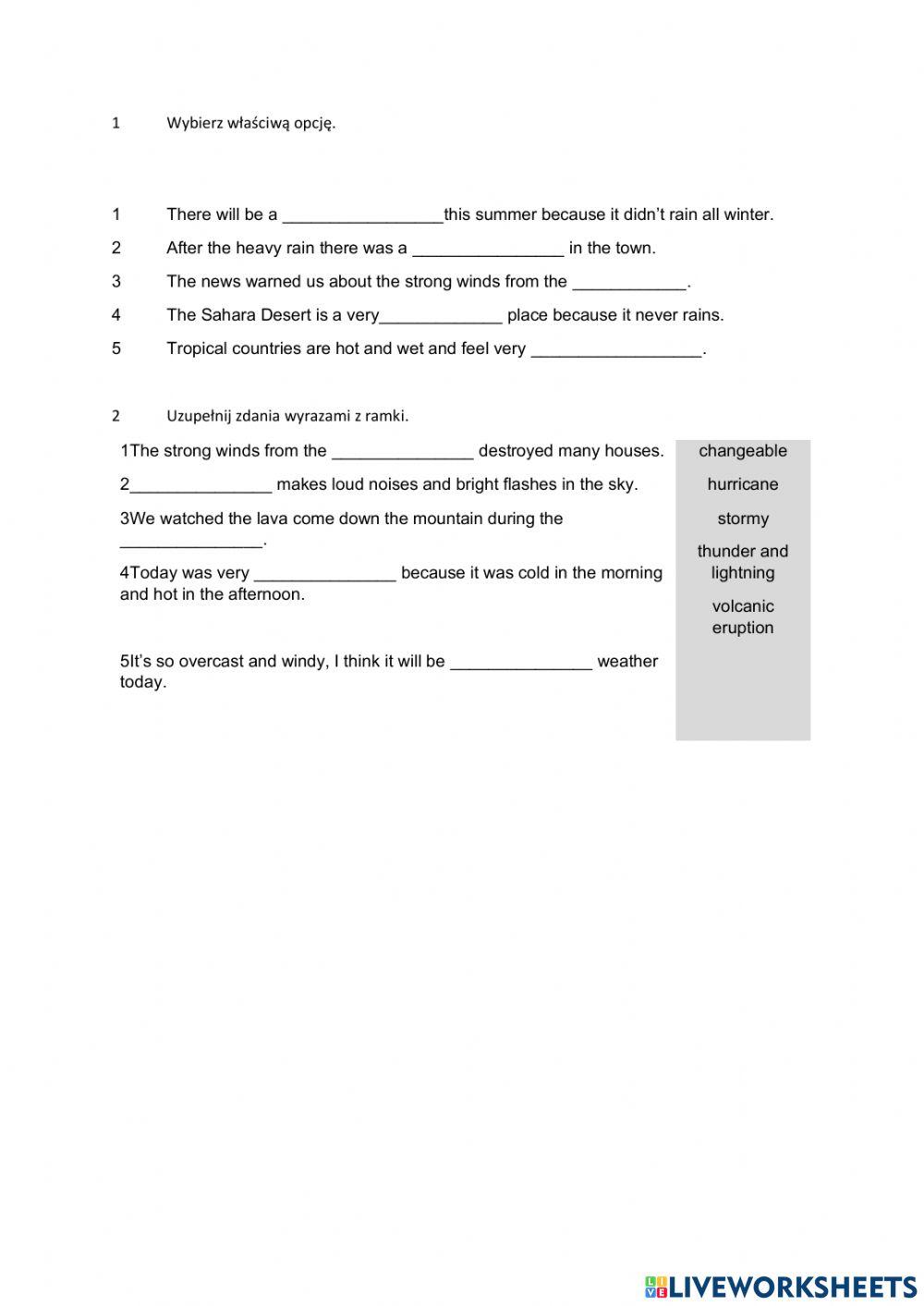 The weather and natural disasters