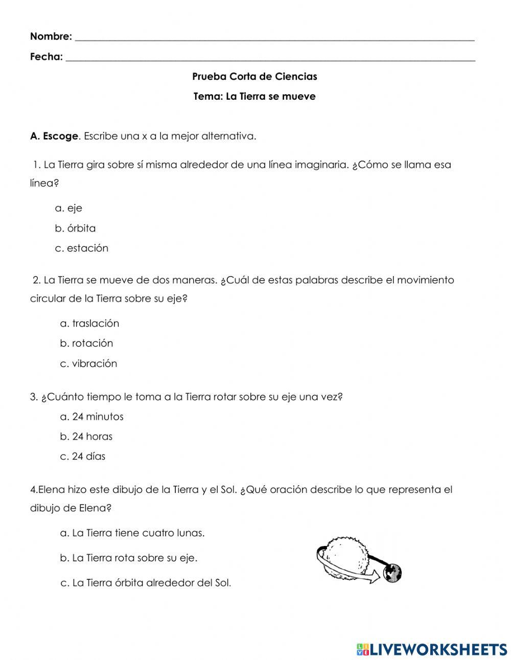 Prueba Corta- La Tierra se mueve