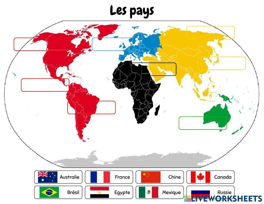 Les continents et les pays