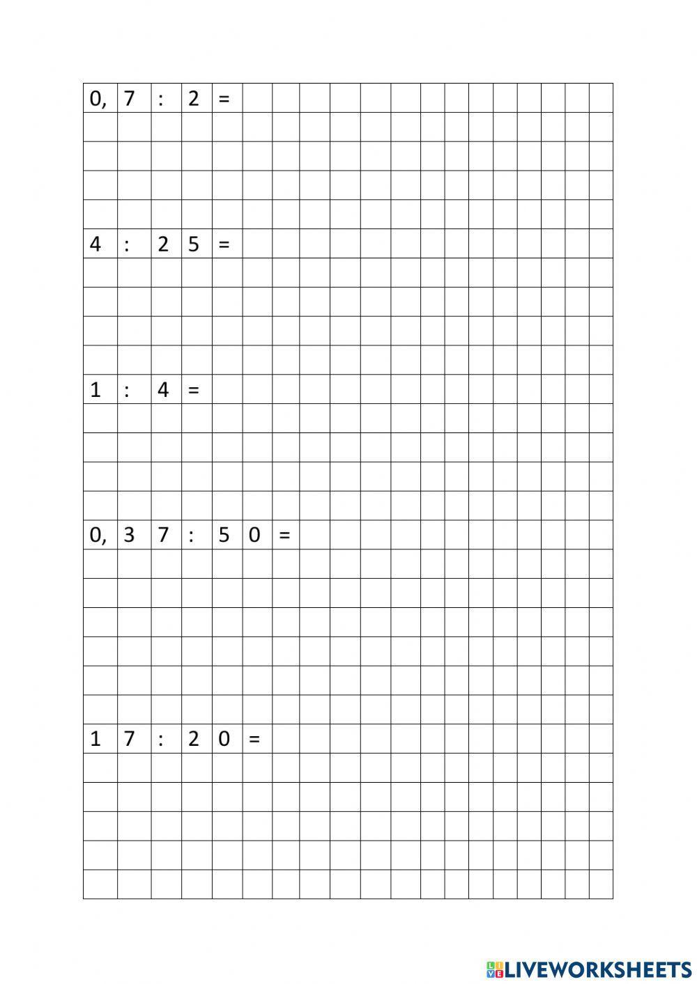 Tizedes törtek osztása