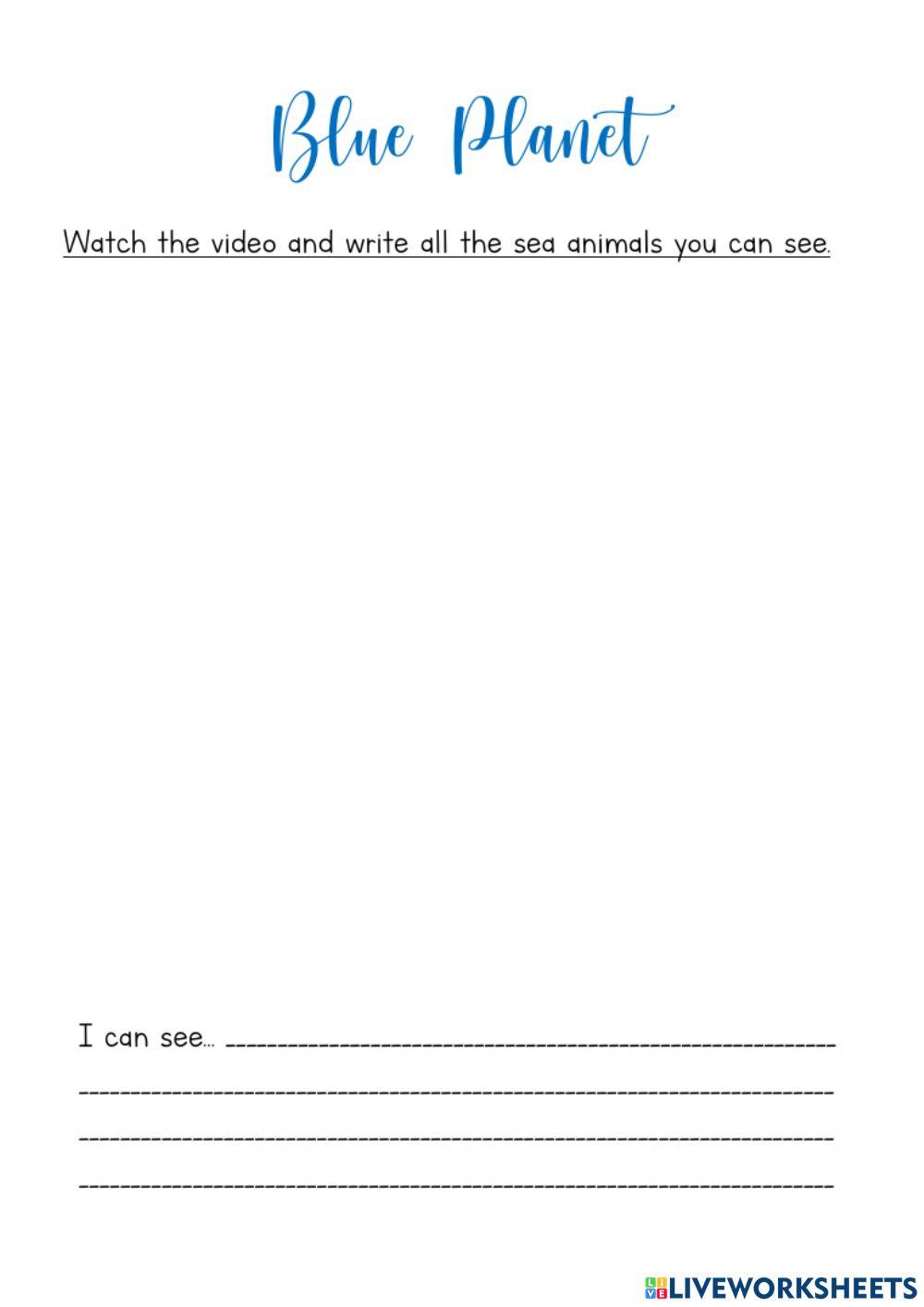 Blue Planet - watch and write Blue Planet - watch and write