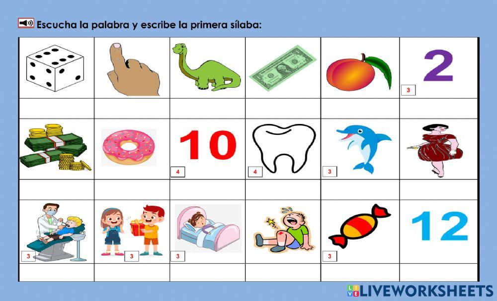 Escribe la primera sílaba: Dd