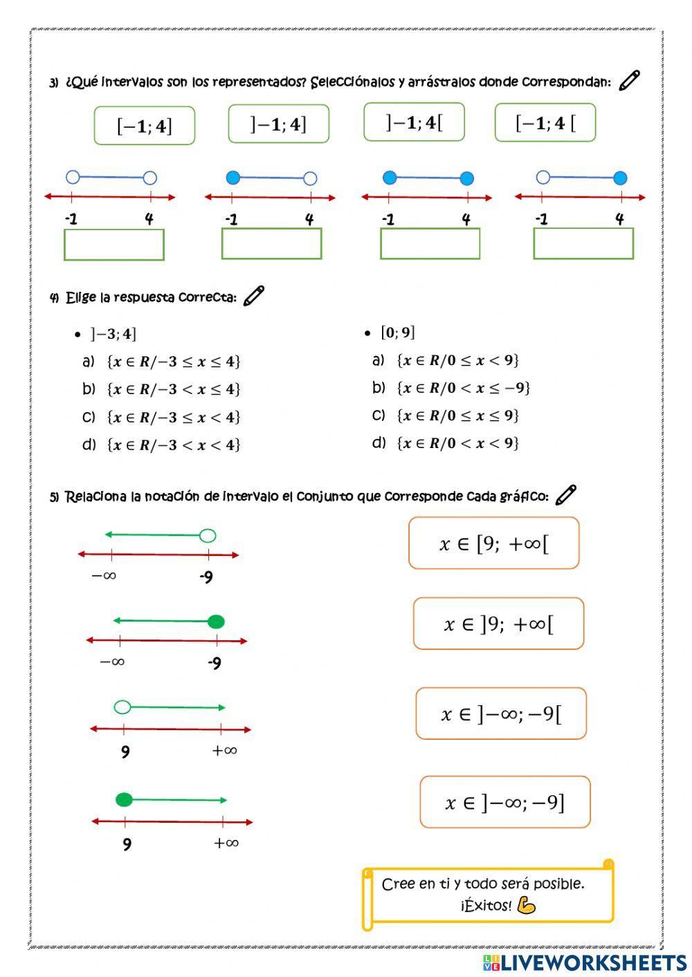 Evaluando números reales e intervalos