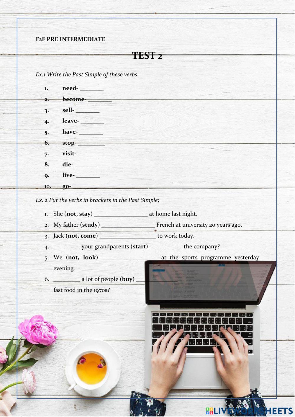 Test 2 Face 2 Face F2F Pre intermediate