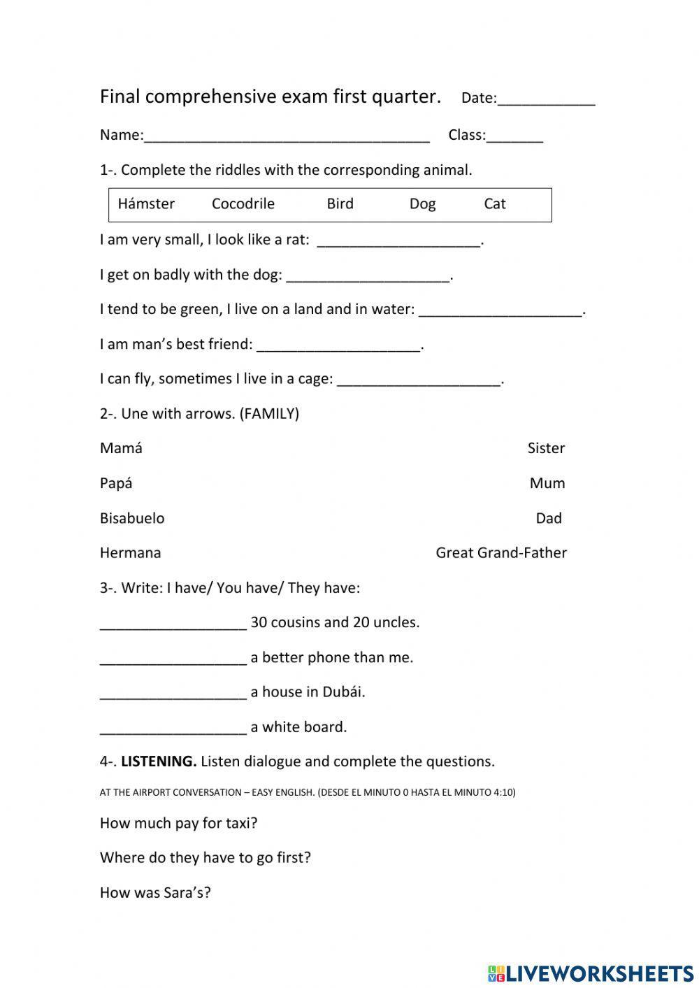 Prueba de examen global