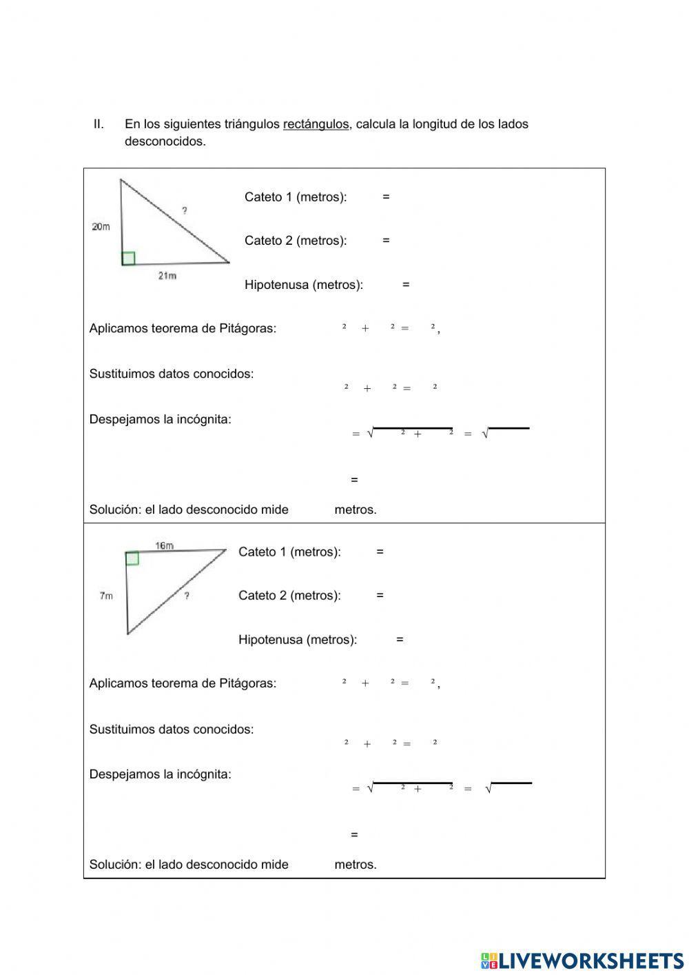 Ejercicio Pitágoras paso a paso