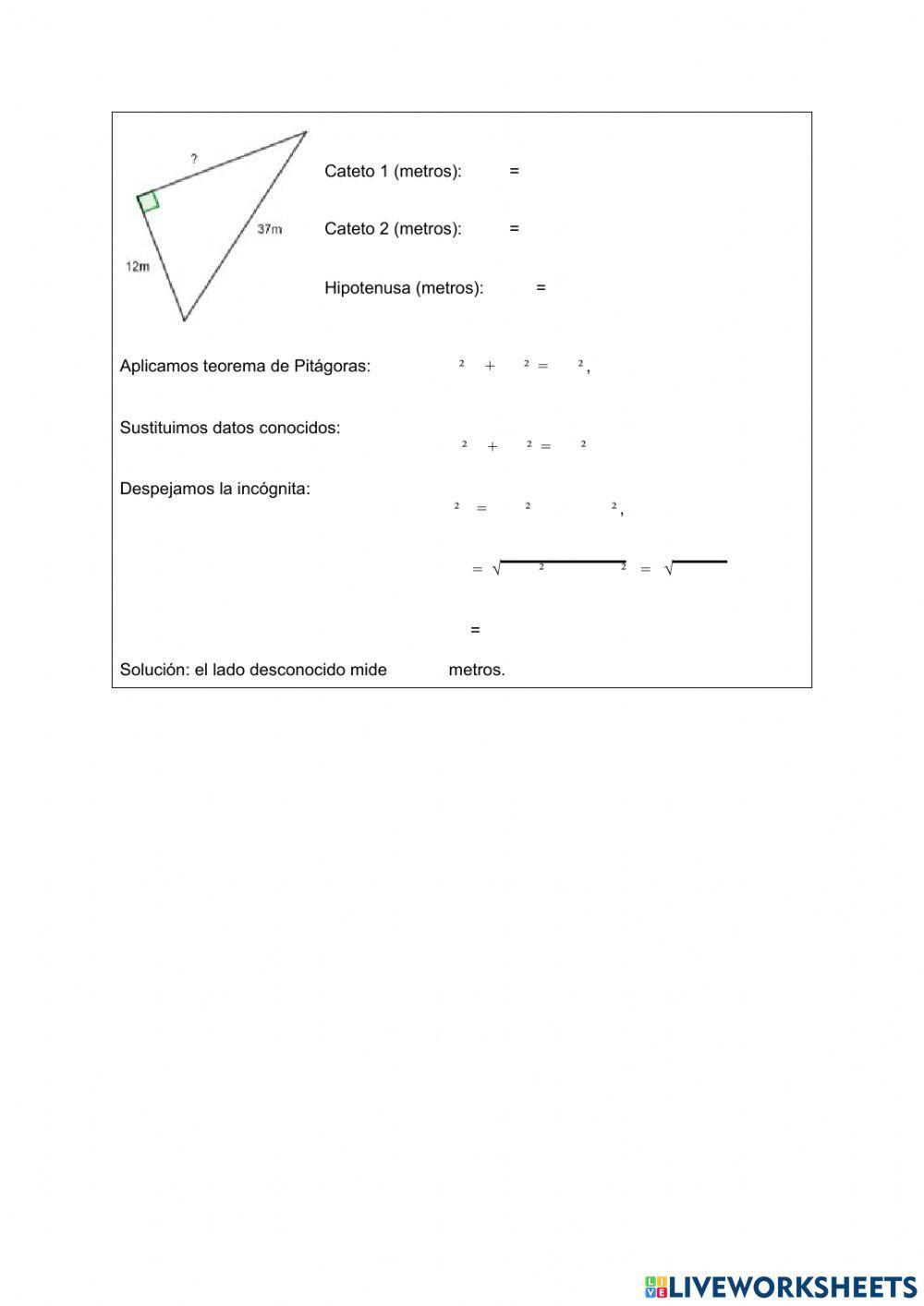 Ejercicio Pitágoras paso a paso