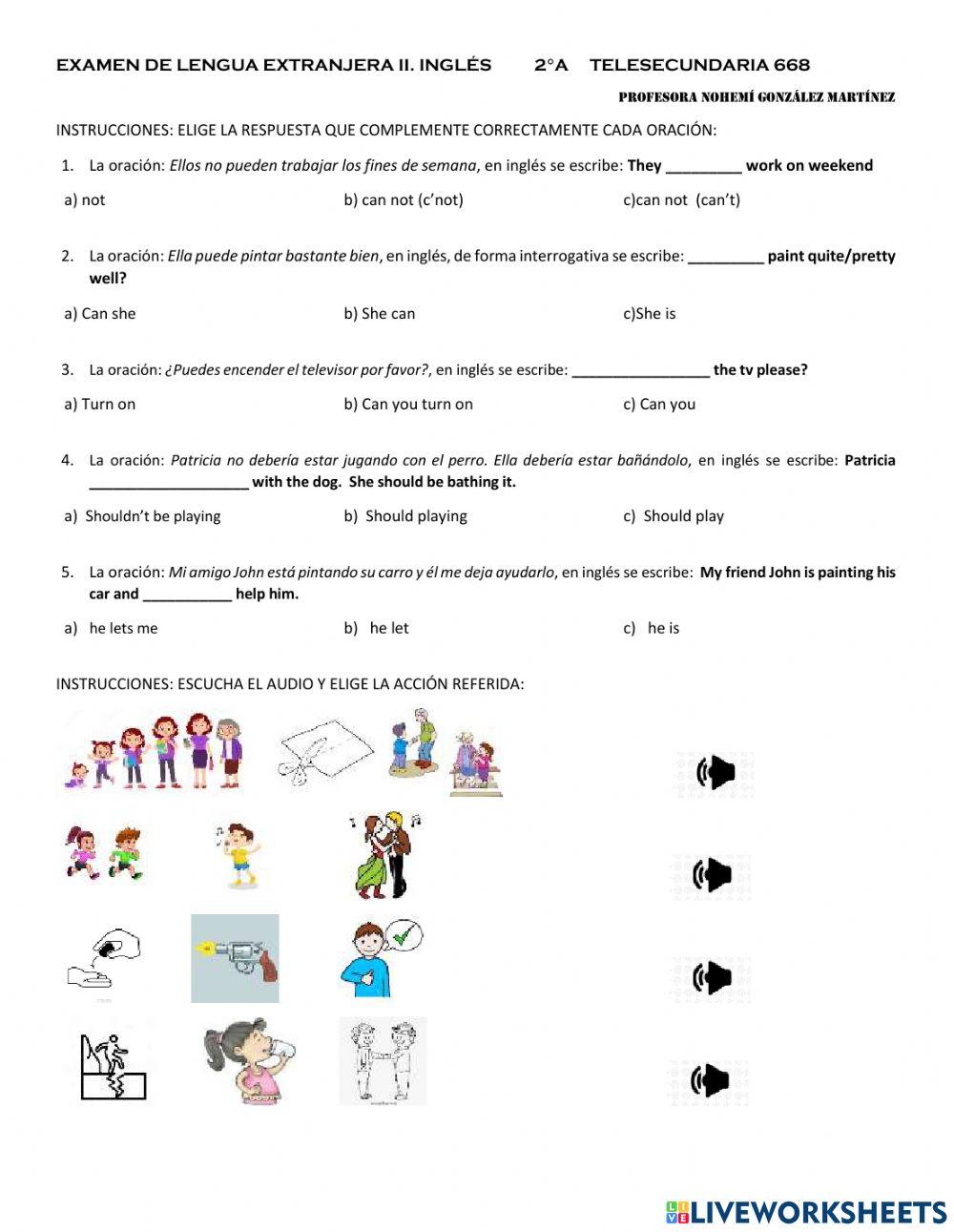 Examen parcial de inglés