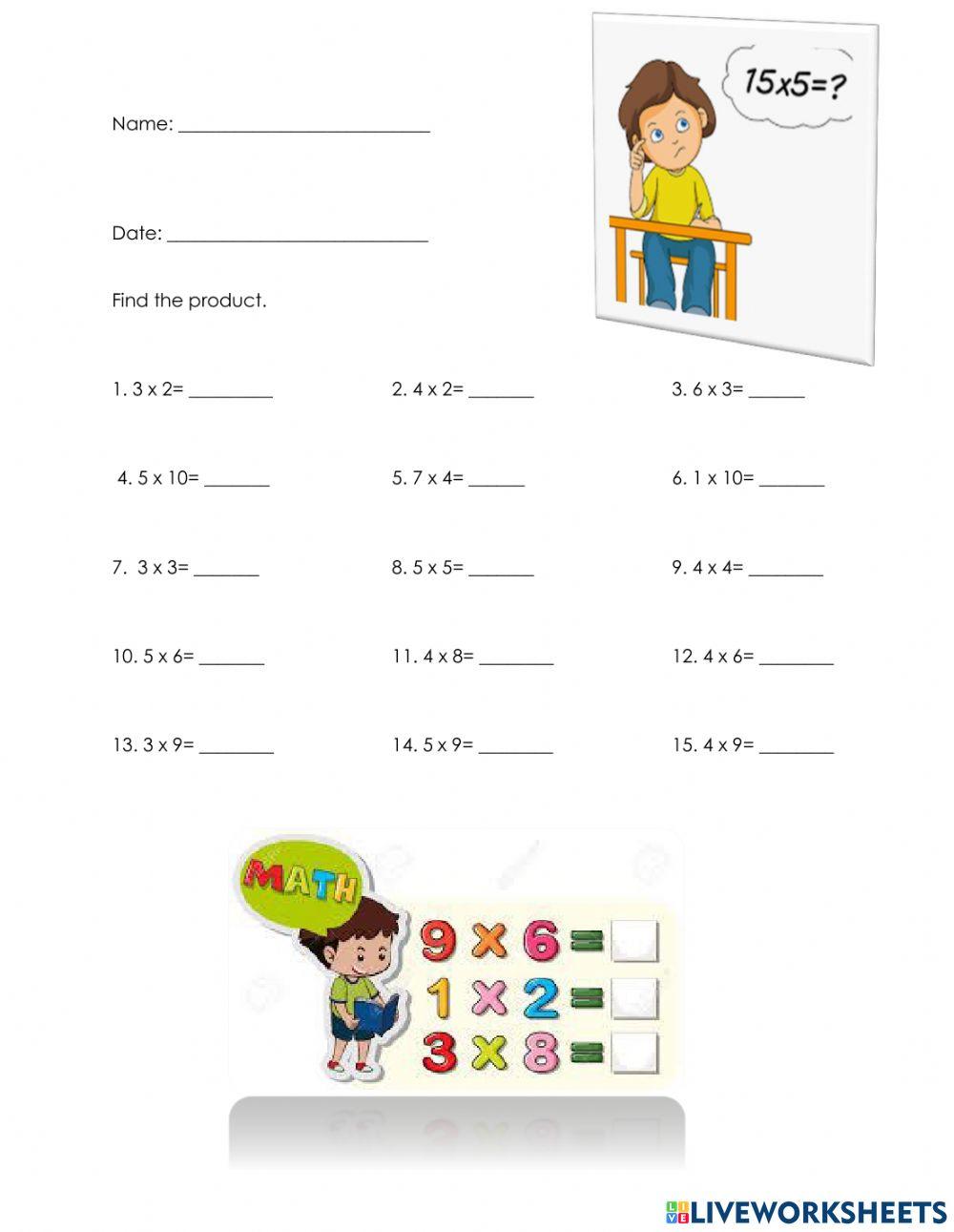 2,3,4 and 5 times table
