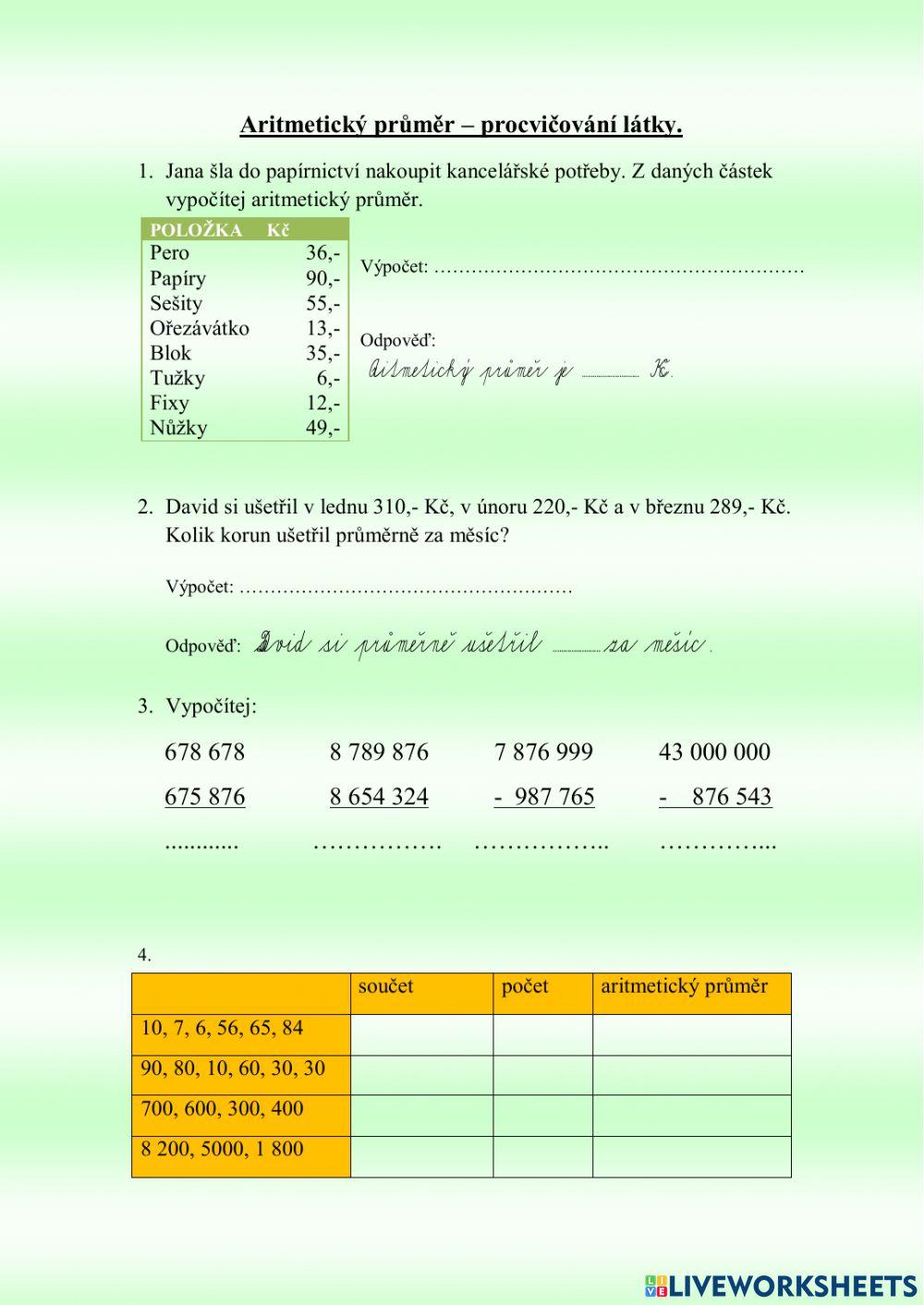 Aritmetický průměr