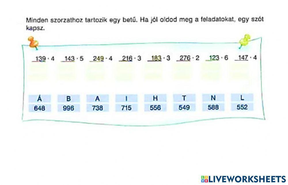 Írásbeli szorzás 03.10.
