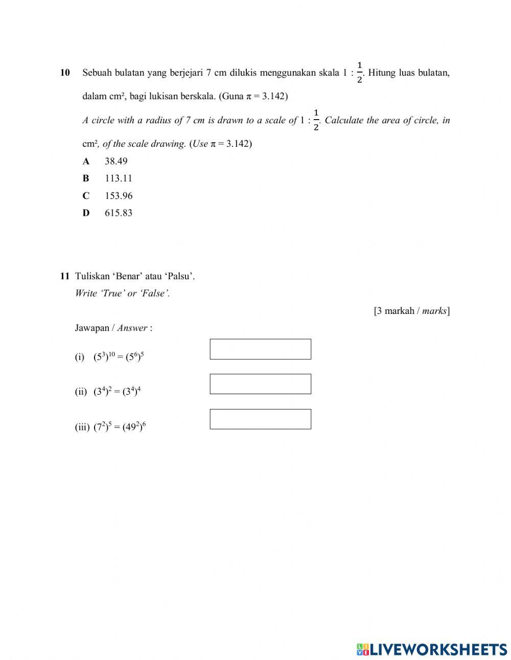 Ujian Topikal Matematik Tingkatan 3