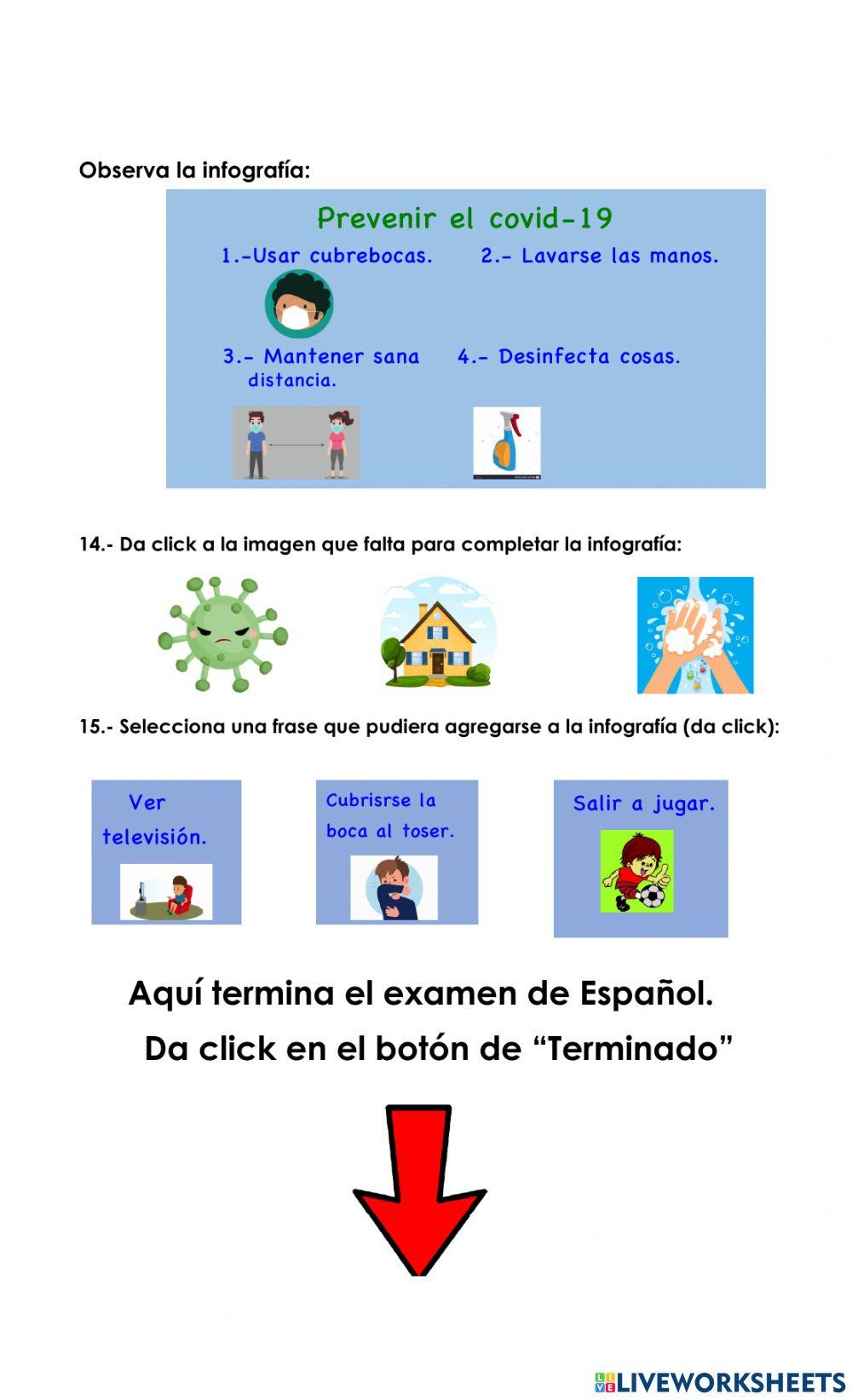 Examen espanol-primer grado