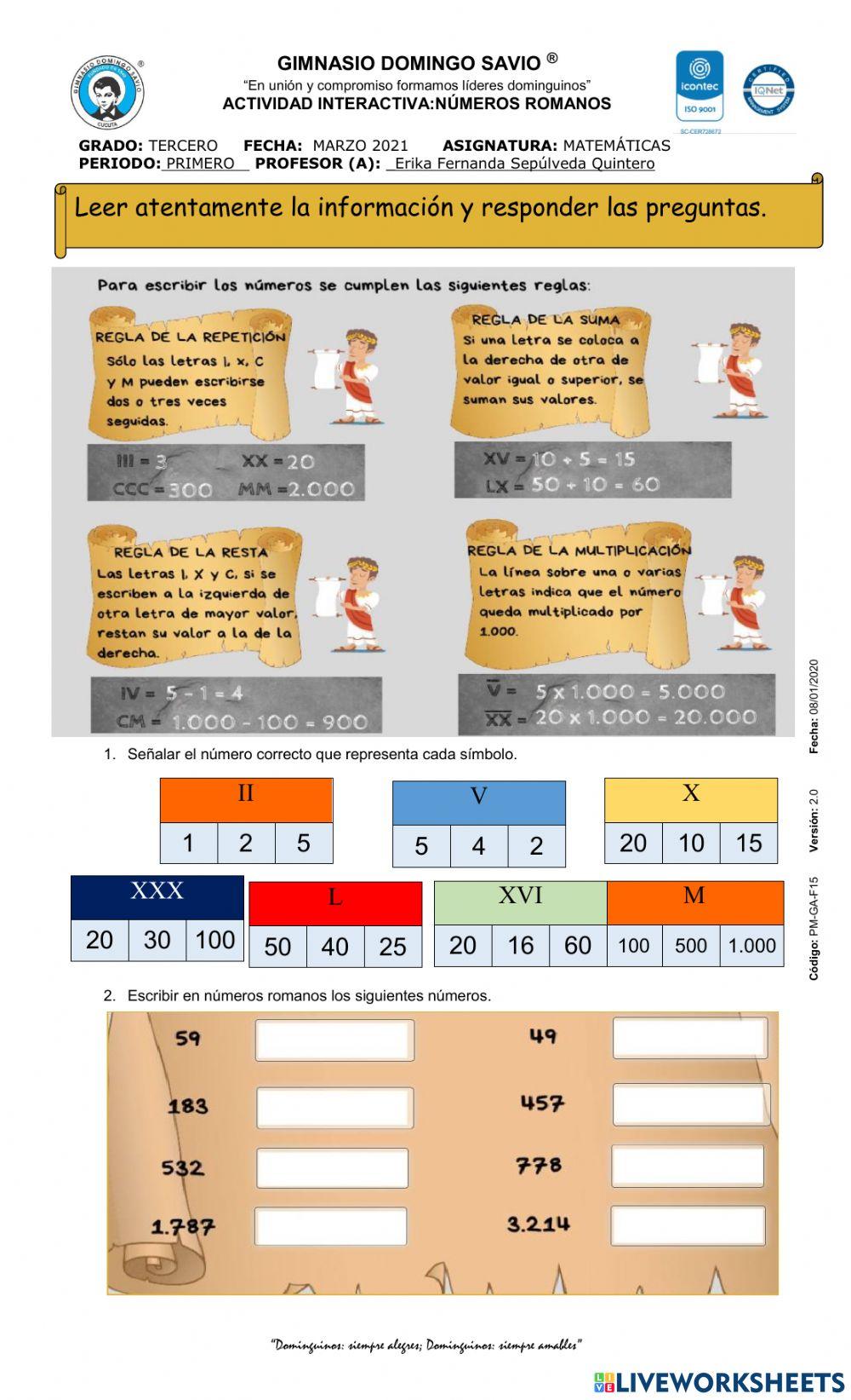 Números romanos Números romanos